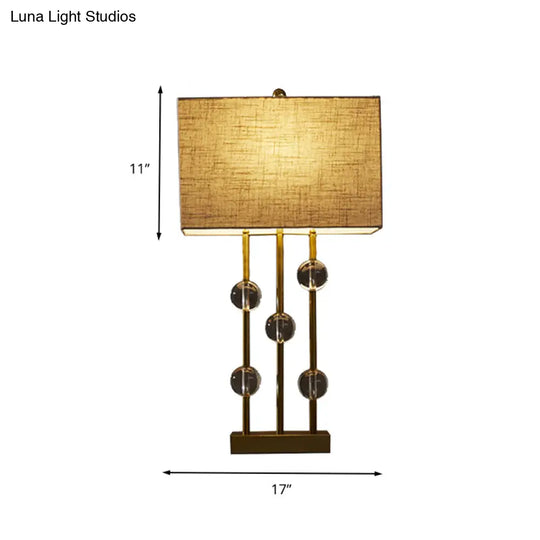 Rustic Beige Fabric Table Lamp With Crystal Deco - Perfect Bedroom Night Light