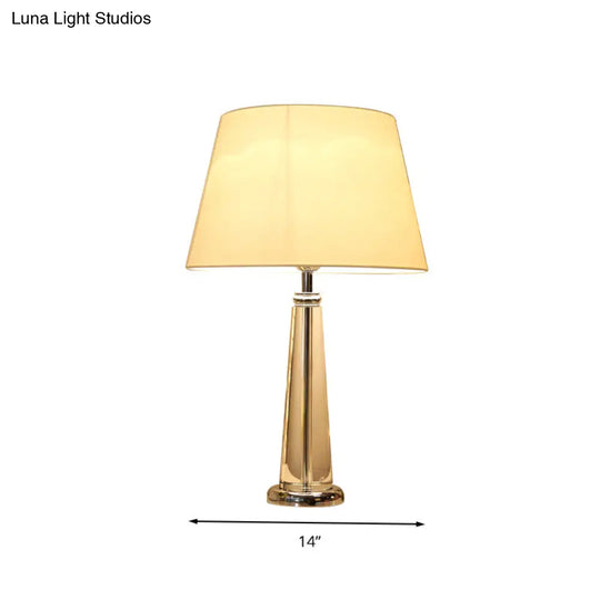 Rustic Beige Fabric Tapered Table Lamp With Crystal Base - Single Head Bedroom Night Light