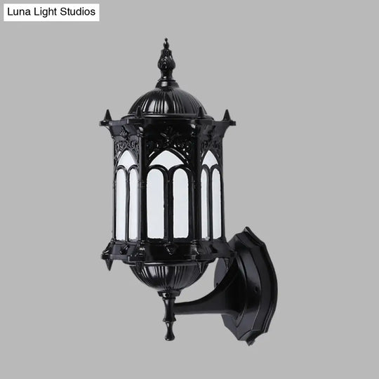 Rustic Black/Brass Pavilion Wall Light Sconce With Clear Glass Shade