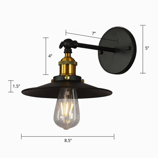 Rustic Black & Brass Wall Mount Sconce Lamp With Swivel Single Shade / B