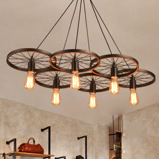 Rustic Black Iron Chandelier With 3/6 Bulbs For Living Room Ceiling Lighting 6 /