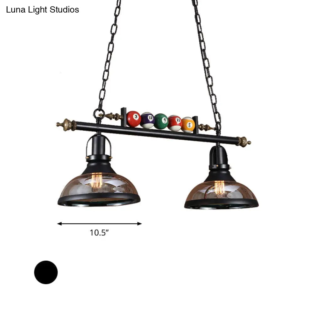 Rustic Black Island Pendant Light Kit: Clear Glass Dome 2/3-Light With Multi-Color Balls