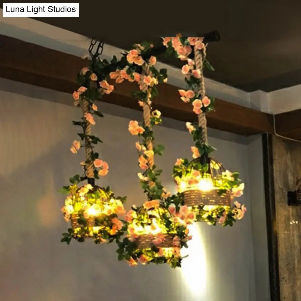 Rustic Black Metal Island Pendant Light For Restaurants