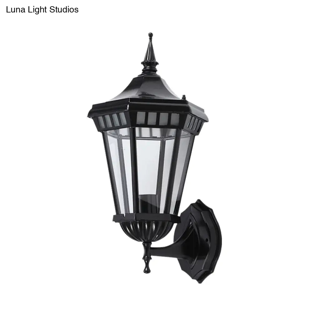 Rustic Black Wall Sconce With Clear Glass - Outdoor Pavilion Mount Lamp