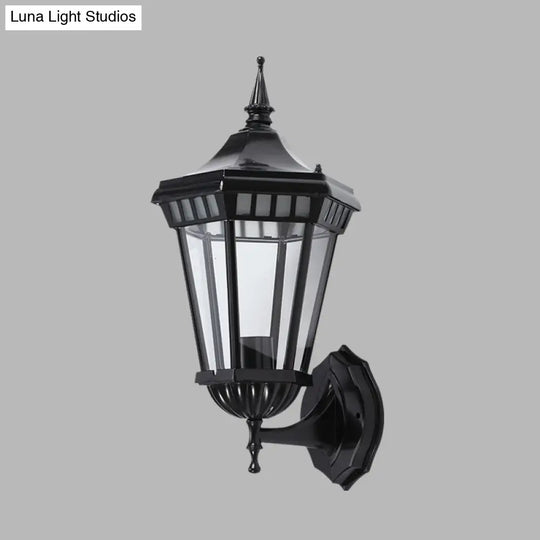 Rustic Black Wall Sconce With Clear Glass - Outdoor Pavilion Mount Lamp