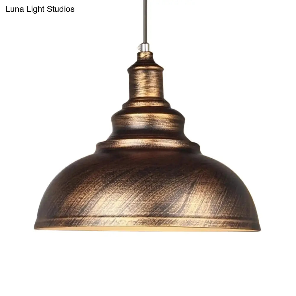 Metallic Drop Pendant Rustic Bowl Shade Ceiling Light For Dining Room