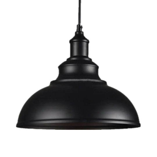 Rustic Bowl Shade Metallic Drop Pendant Ceiling Light For Dining Room Black / Small