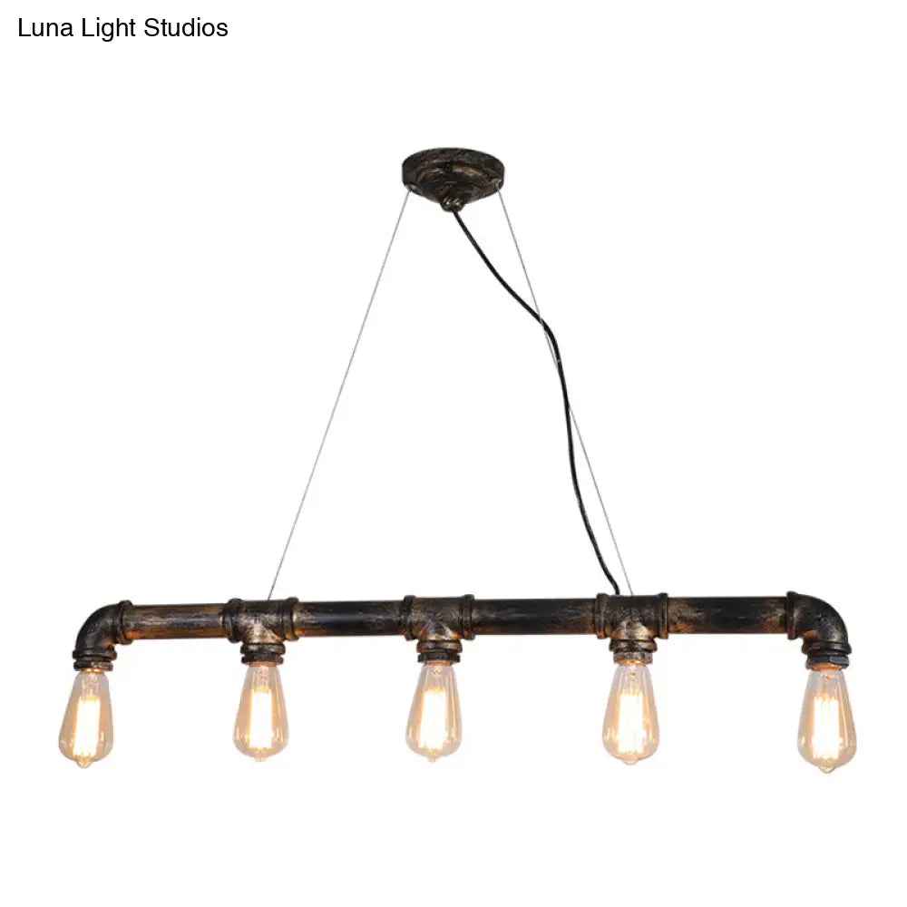 Rustic Bronze Island Pendant Light: Plumbing Pipe Iron Ceiling Lighting For Living Room