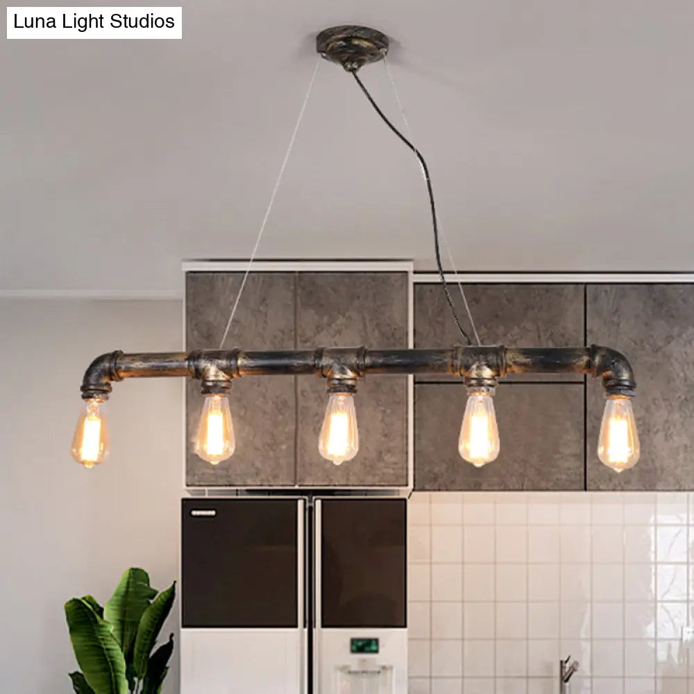 Rustic Bronze Island Pendant Light: Plumbing Pipe Iron Ceiling Lighting For Living Room