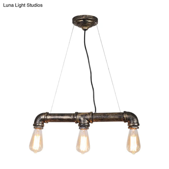 Rustic Bronze Island Pendant Light: Plumbing Pipe Iron Ceiling Lighting For Living Room