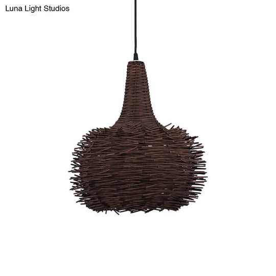 Rustic Bamboo Hanging Pendant Light For Living Room Or Tea House