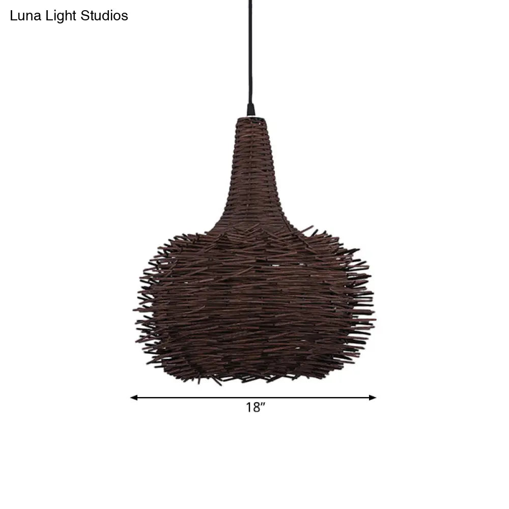 Rustic Bamboo Hanging Pendant Light For Living Room Or Tea House