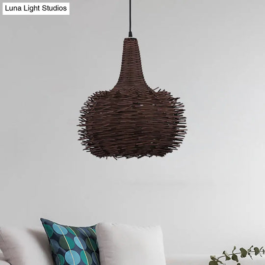 Rustic Bamboo Hanging Pendant Light For Living Room Or Tea House