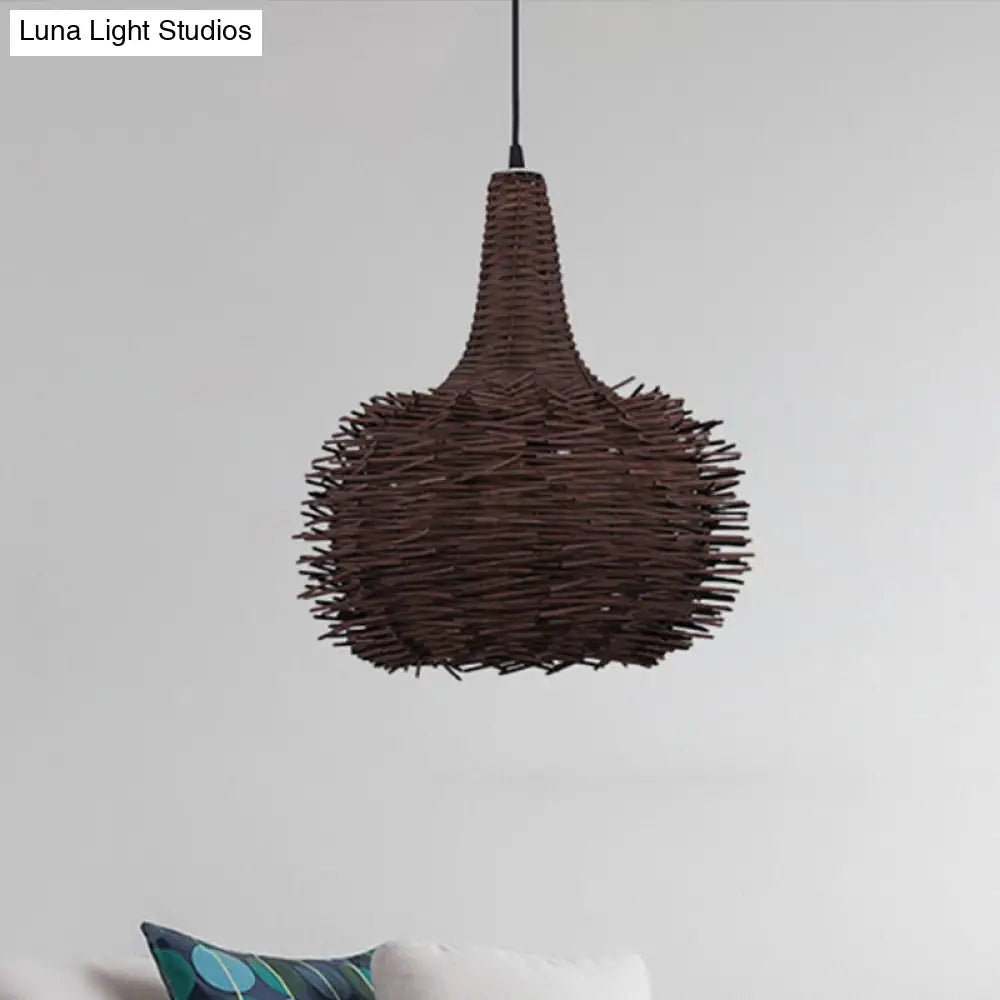 Rustic Bamboo Hanging Pendant Light For Living Room Or Tea House