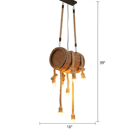 Rustic Brown Naked Bulb Pendant Light - Restaurant Suspension Lamp With Rope Fixture / Long Column