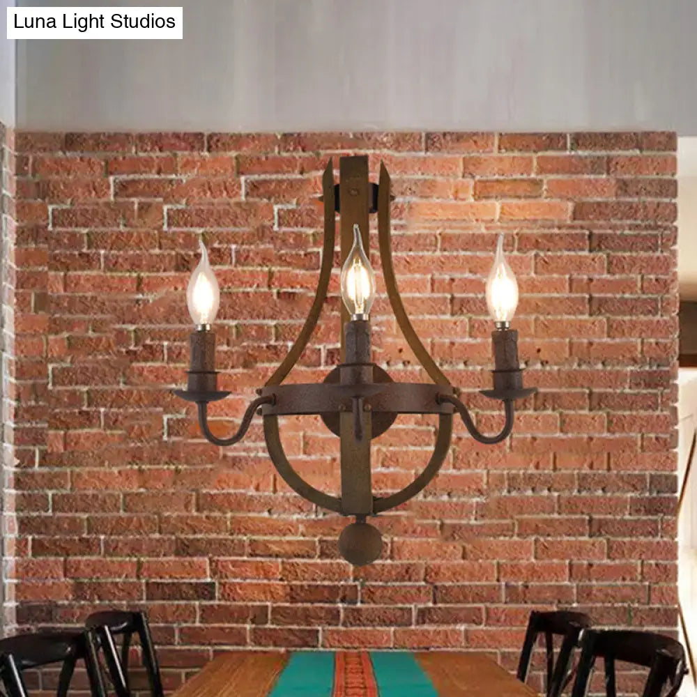 Rustic Candle Metal Sconce Light - 8/11.5/15 Wide Country Style 1/2/3 Lights Dining Room Wall