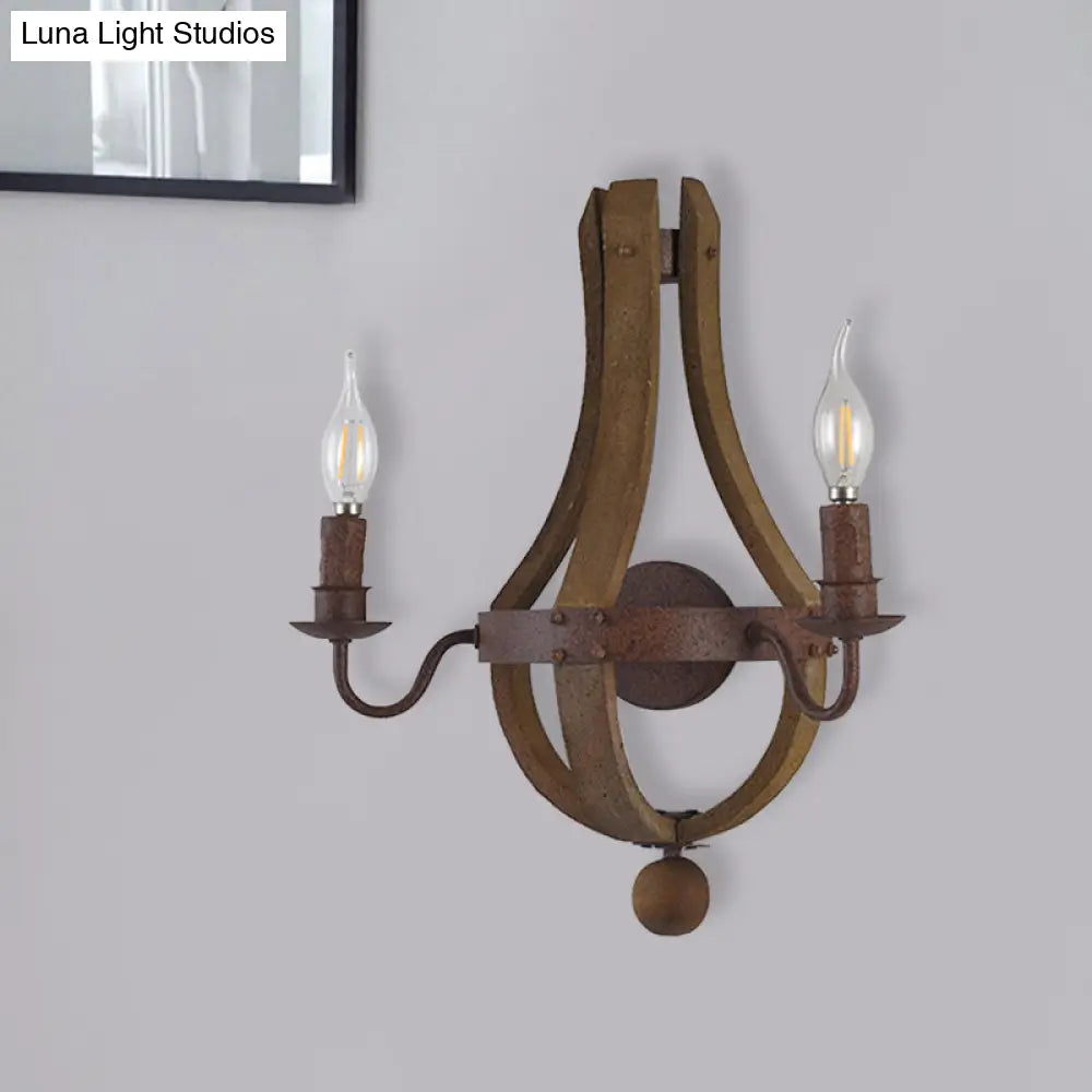 Rustic Candle Metal Sconce Light - 8/11.5/15 Wide Country Style 1/2/3 Lights Dining Room Wall