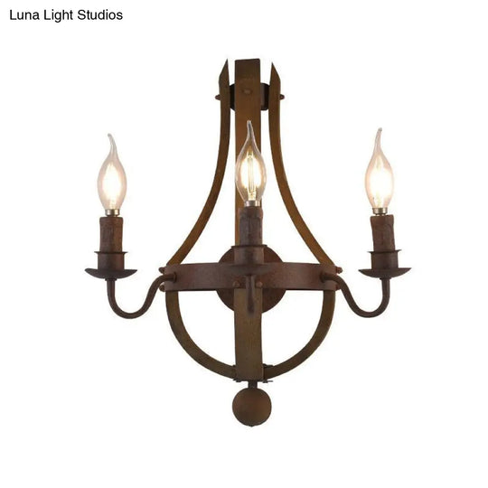 Rustic Candle Metal Sconce Light - 8/11.5/15 Wide Country Style 1/2/3 Lights Dining Room Wall