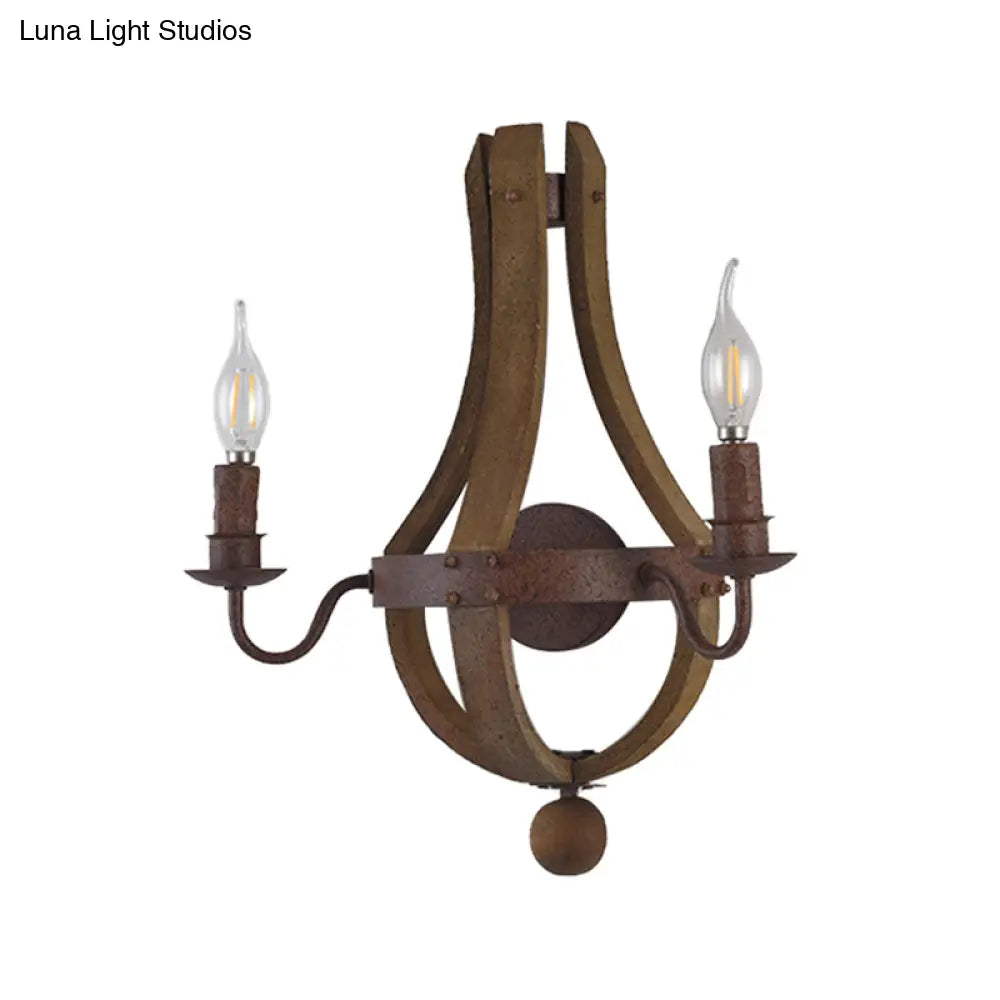 Rustic Candle Metal Sconce Light - 8/11.5/15 Wide Country Style 1/2/3 Lights Dining Room Wall