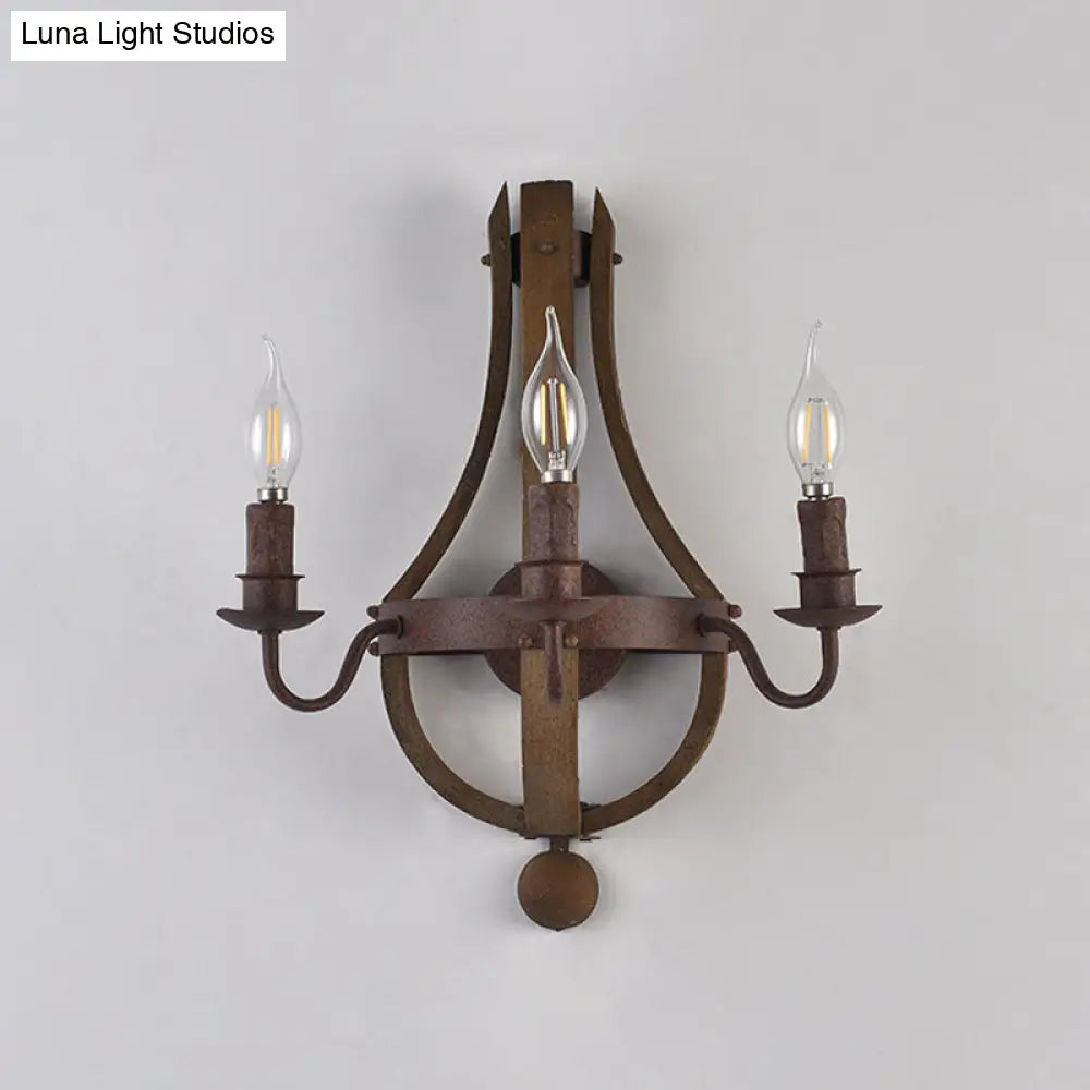 Rustic Candle Metal Sconce Light - 8/11.5/15 Wide Country Style 1/2/3 Lights Dining Room Wall