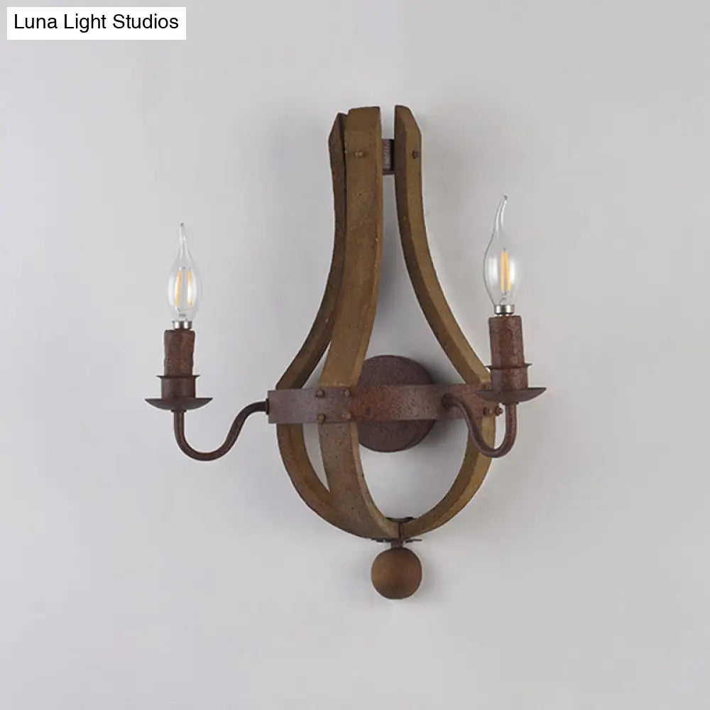 Rustic Candle Metal Sconce Light - 8/11.5/15 Wide Country Style 1/2/3 Lights Dining Room Wall