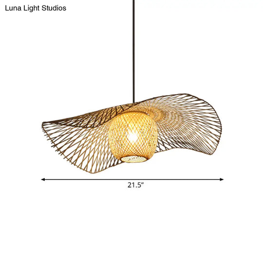 Rustic Ceiling Drop Light With Woven Rattan Dome- Ideal For Cafe And Restaurant - Available In 3