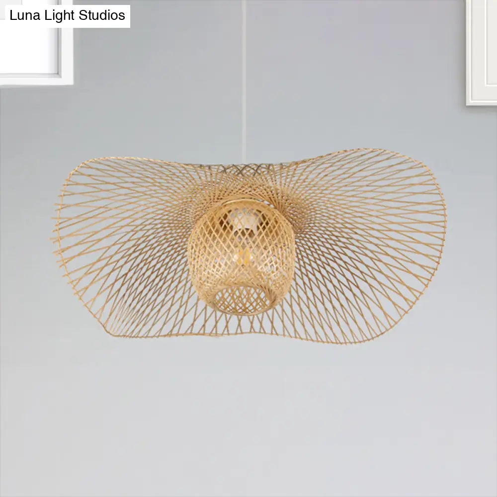 Rustic Ceiling Drop Light With Woven Rattan Dome- Ideal For Cafe And Restaurant - Available In 3