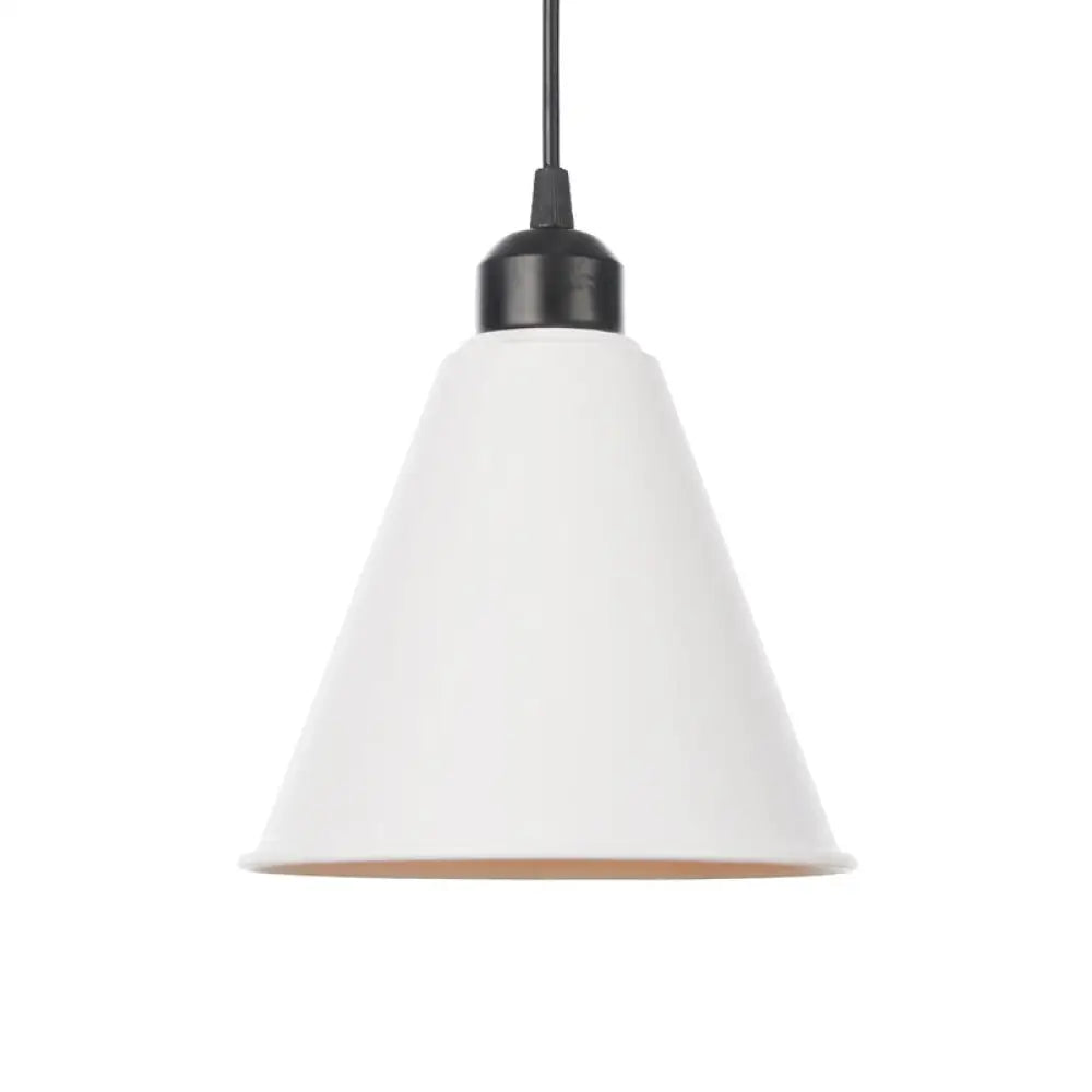 Rustic Ceiling Lamp With Flared Iron Shade For Living Room - Black/White Pendant Light Kit White / C