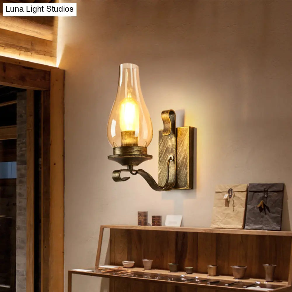 Rustic Clear Glass Lantern Wall Sconce - Perfect Living Room Lighting