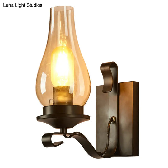 Rustic Clear Glass Lantern Wall Sconce - Perfect Living Room Lighting