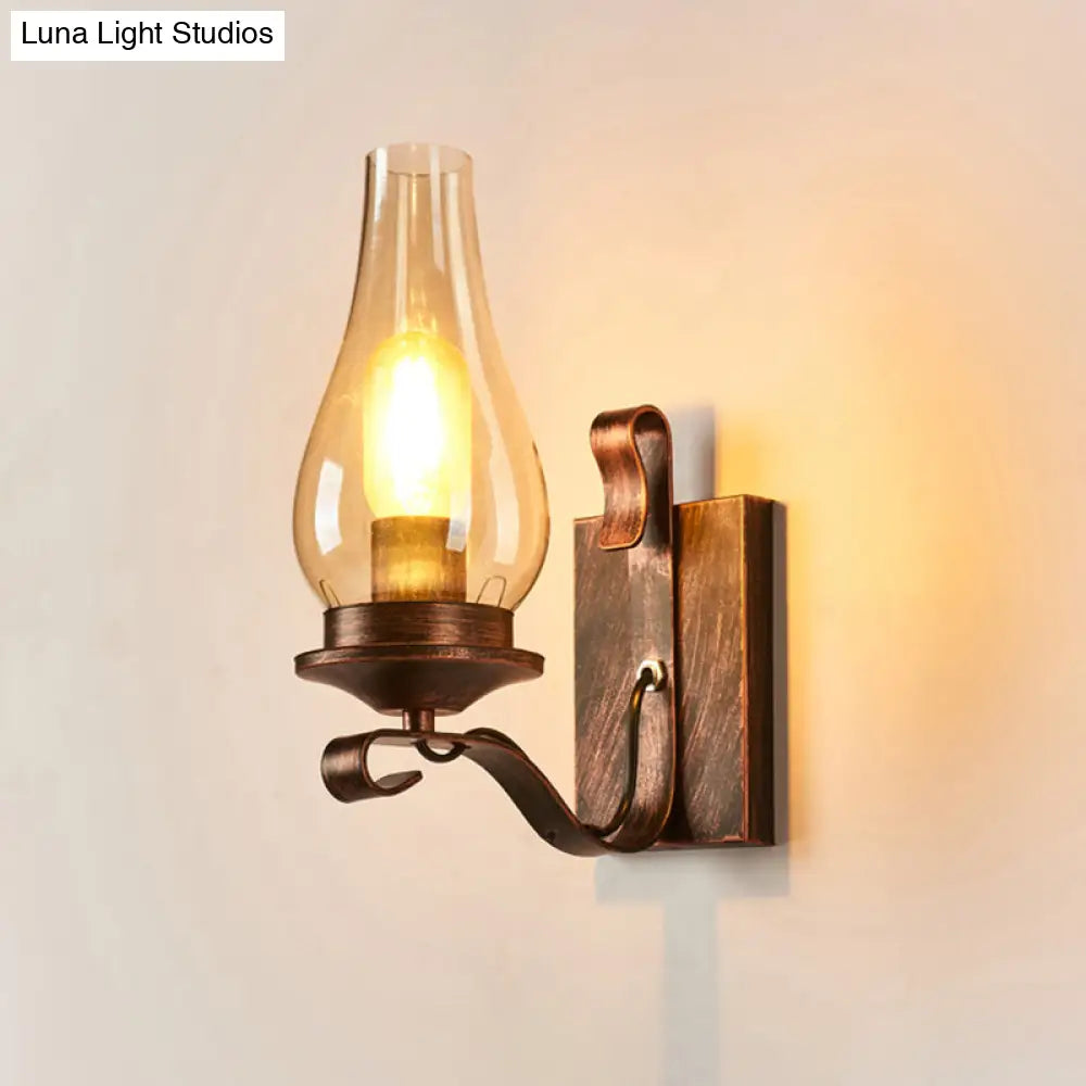 Rustic Clear Glass Lantern Wall Sconce - Perfect Living Room Lighting