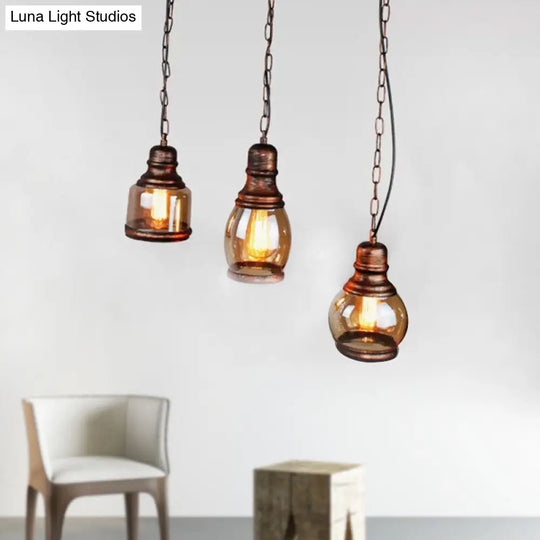 Rustic Clear Glass Rust Bottle Shade Pendant Light - Coffee Shop Ceiling Fixture