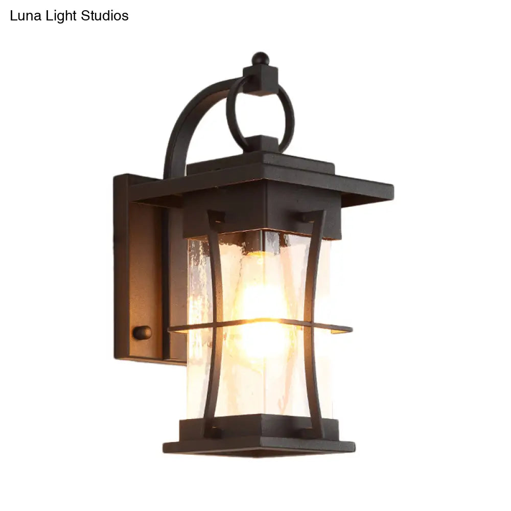 Rustic Clear Glass Wall Light With Textured Shade For Porch Sconce