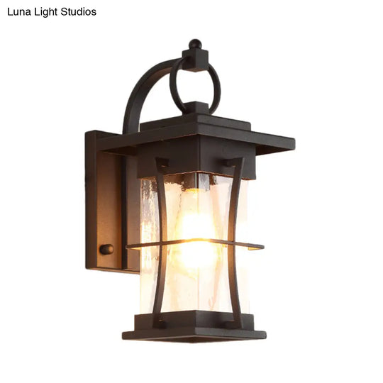 Rustic Clear Glass Wall Light With Textured Shade For Porch Sconce