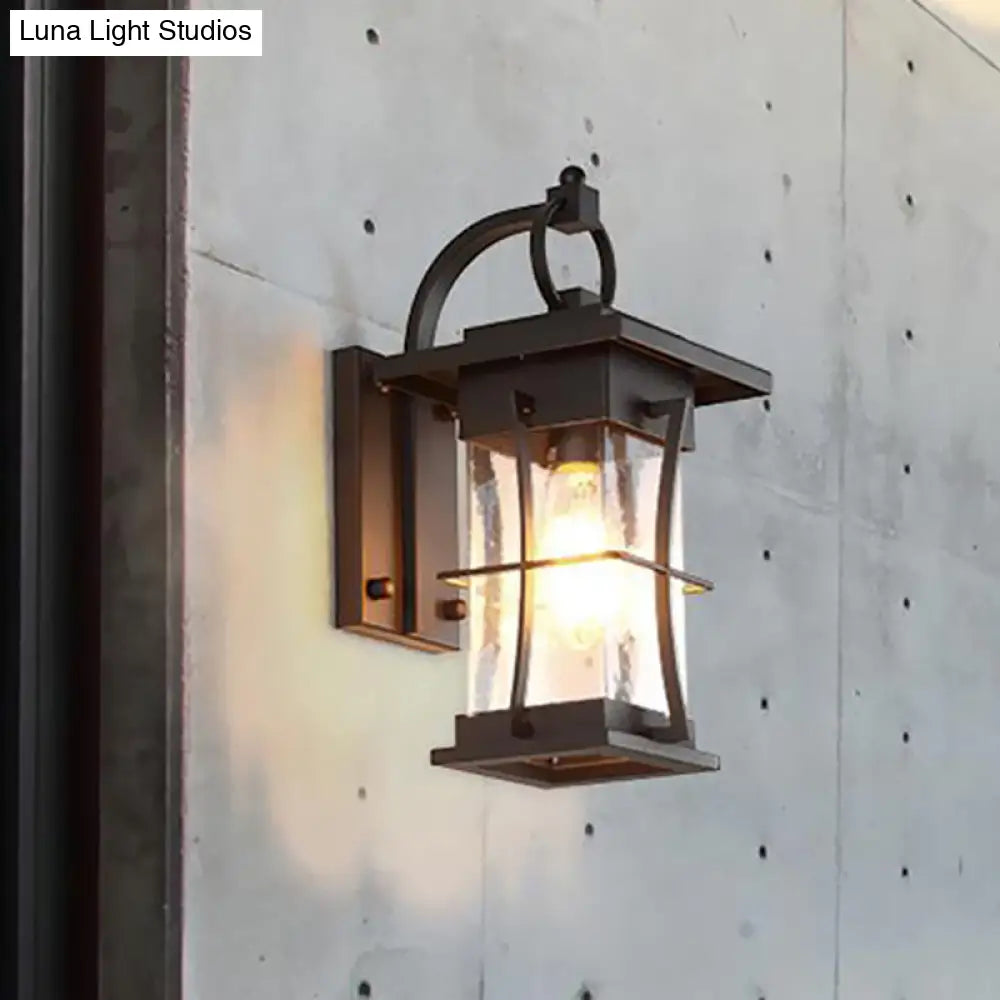 Rustic Clear Glass Wall Light With Textured Shade For Porch Sconce