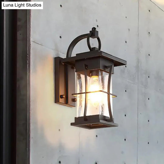 Rustic Clear Glass Wall Light With Textured Shade For Porch Sconce