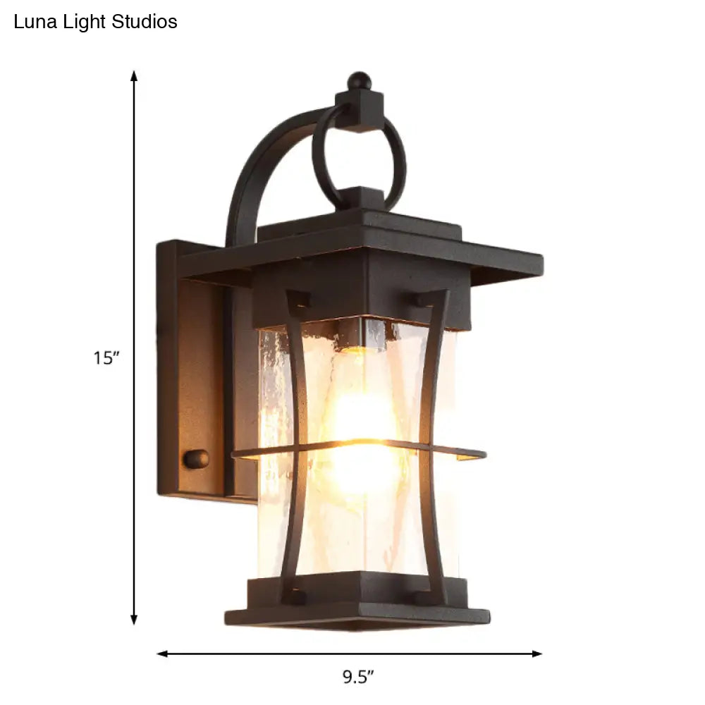 Rustic Clear Glass Wall Light With Textured Shade For Porch Sconce