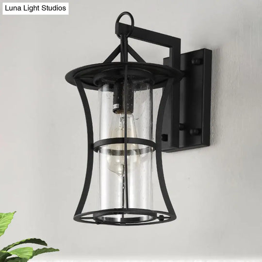 Rustic Clear Glass Wall Light With Textured Shade For Porch Sconce