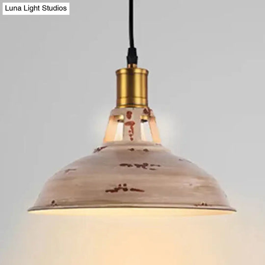 Rustic Barn Pendant 1-Light Fixture: Farmhouse Style Copper/Beige/Rust/Gray Wrought Iron Perfect For