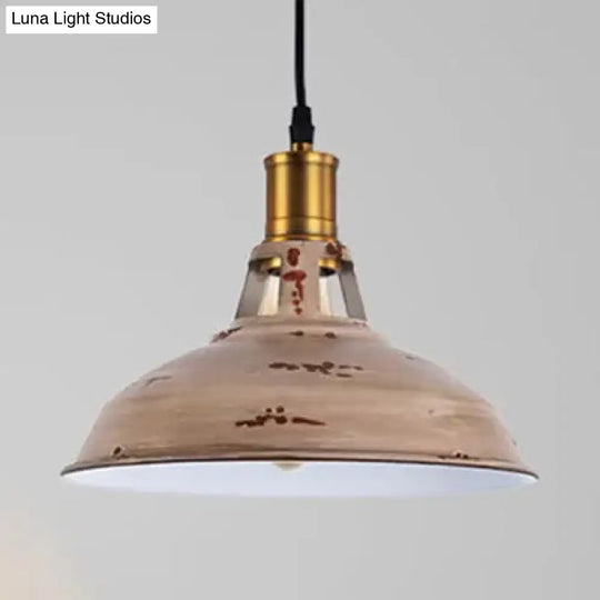 Rustic Barn Pendant 1-Light Fixture: Farmhouse Style Copper/Beige/Rust/Gray Wrought Iron Perfect For