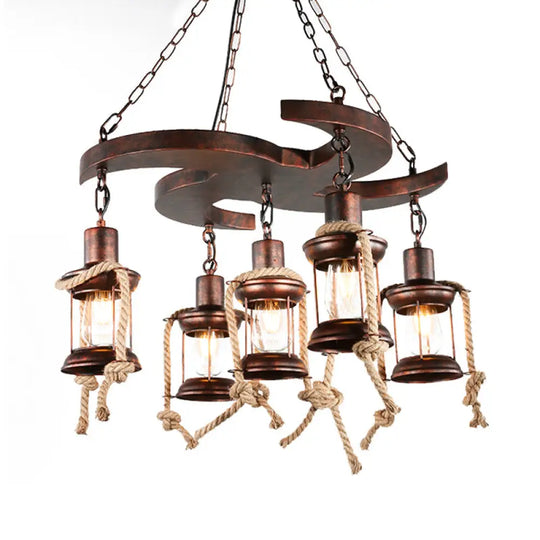 Rustic Copper Kerosene Chandelier Pendant Light Fixture With 5/7 Lights 5 / Weathered