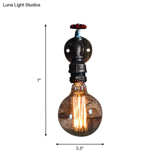 Rustic Copper Piped Wall Lamp - Decorative Gauge/Valve Design 1 Light Living Room Mount