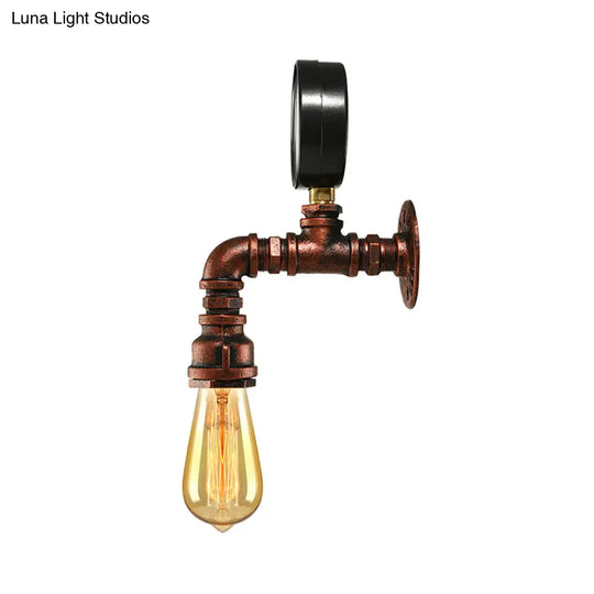 Rustic Copper Piped Wall Lamp - Decorative Gauge/Valve Design 1 Light Living Room Mount