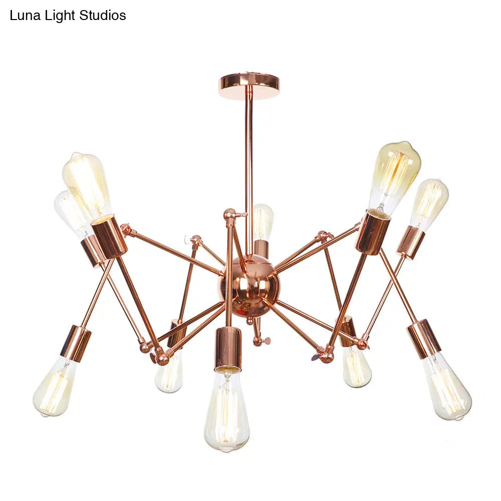 Rustic Copper Sputnik Pendant Chandelier - Indoor Light Fixture With 6/8/10 Lights