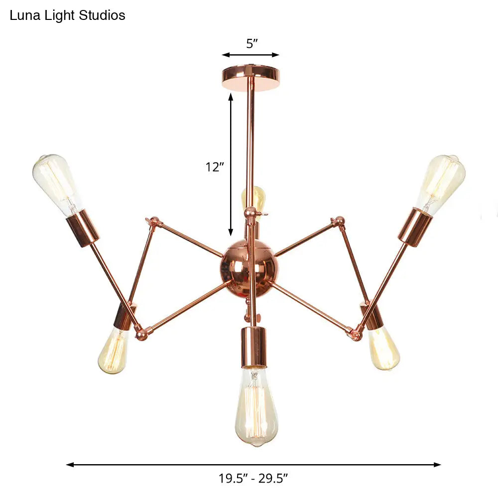 Sputnik Pendant Chandelier - Copper & Rustic Metal 6/8/10 Lights Indoor Lighting Fixture