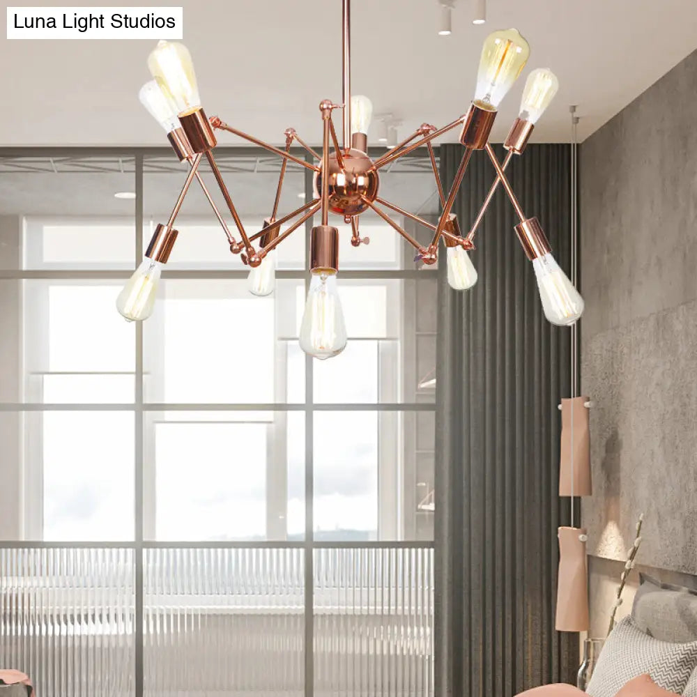 Rustic Copper Sputnik Pendant Chandelier - Indoor Light Fixture With 6/8/10 Lights