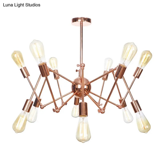 Rustic Copper Sputnik Pendant Chandelier - Indoor Light Fixture With 6/8/10 Lights