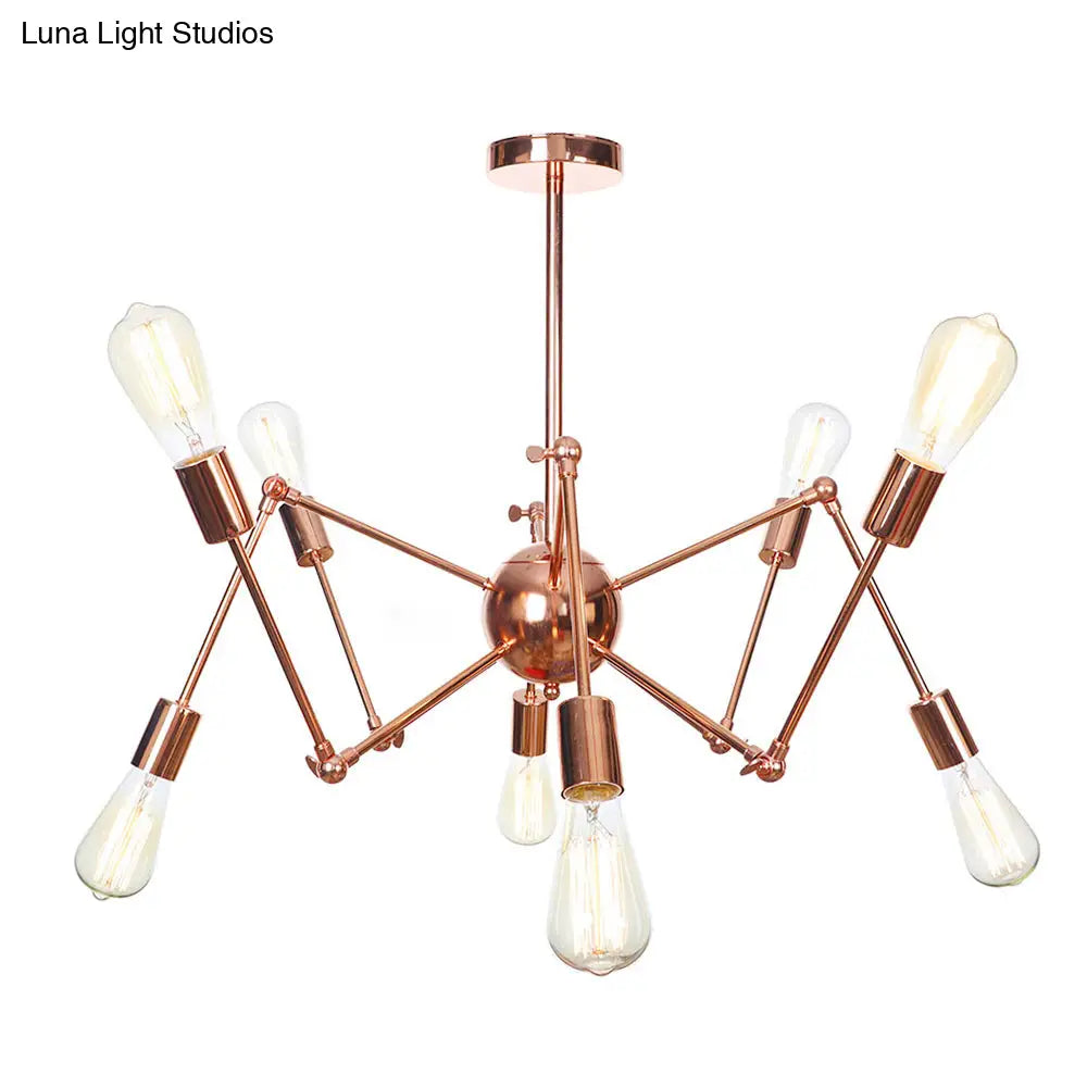 Rustic Copper Sputnik Pendant Chandelier - Indoor Light Fixture With 6/8/10 Lights