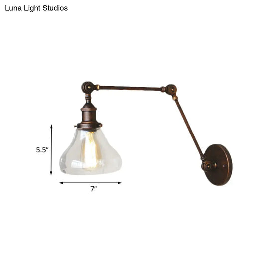 Rustic Copper Wall Sconce With Antique 1 Light And Clear Glass Pear Shade For Living Room Lighting