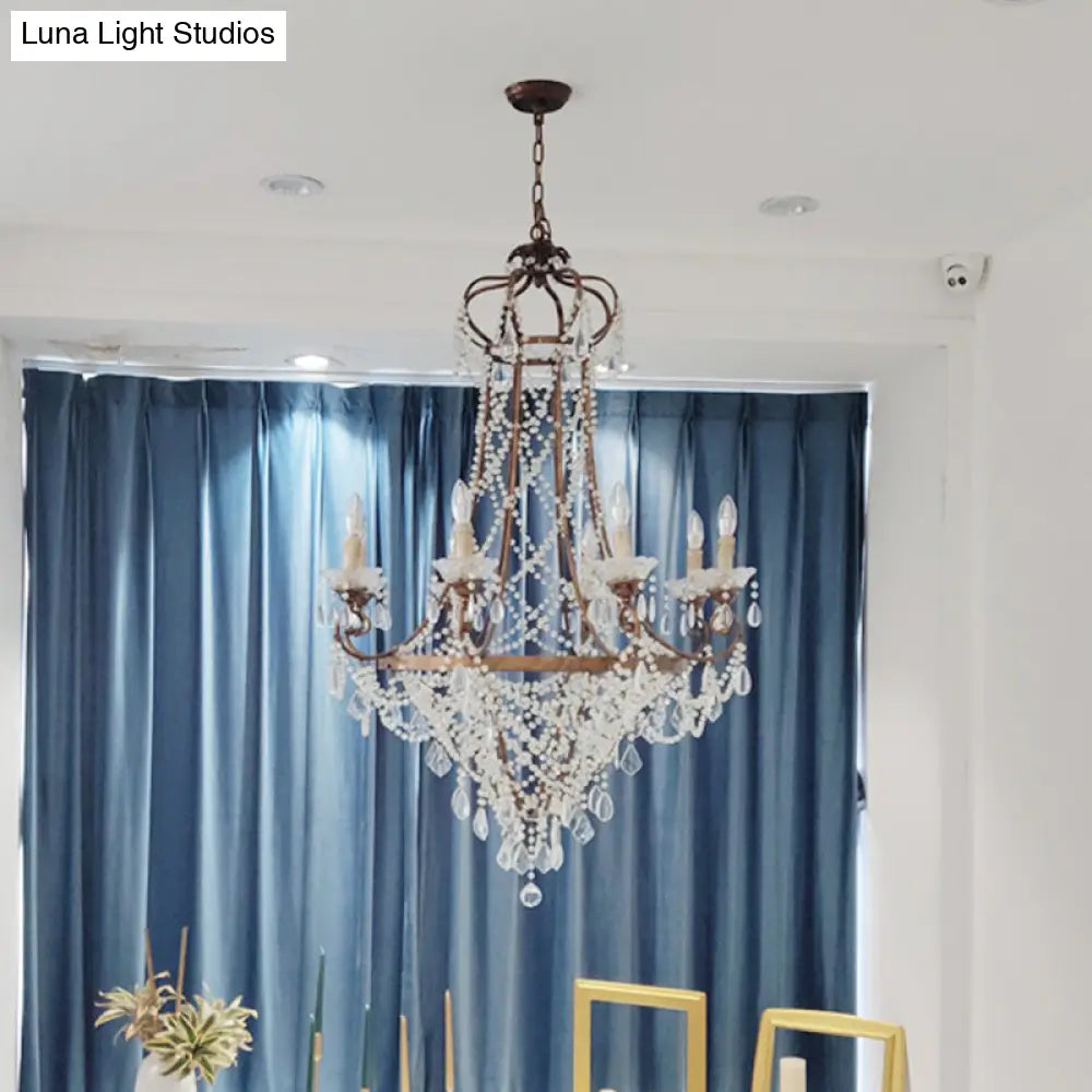 Rustic Countryside 8-Head Crisscrossed Crystal Pendant Chandelier